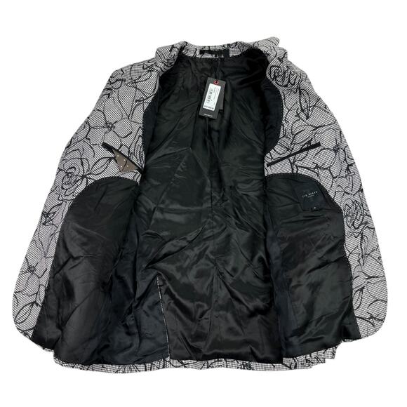 Ted Baker Mens Slim Fit Floral Linen Pekhumj Suit Jacket Purple Black 4 - Picture 2 of 5